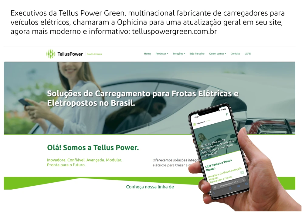 A Ophicina criou o site para Tellus Power